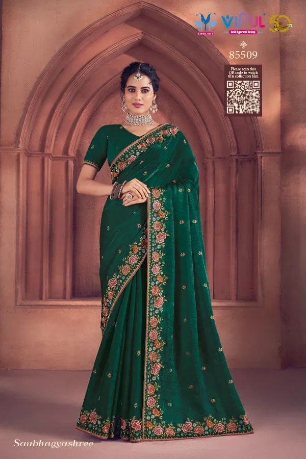 Saubhagyashree By Vipul Organza Party Wear Saree Wholesale In India